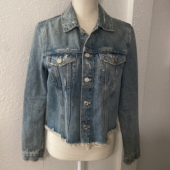 Zara Distressed Denim Jacket - Picture 1 of 11